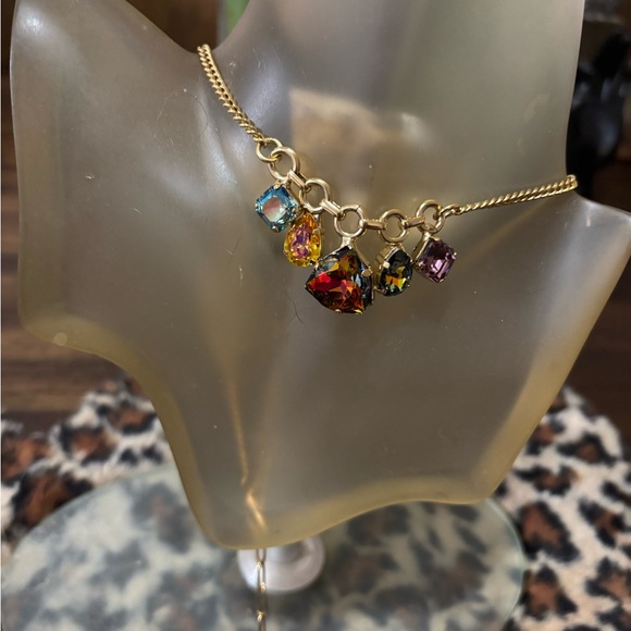 TOVA Elegant Gold Multicolor Gemstone Necklace - Picture 3 of 4